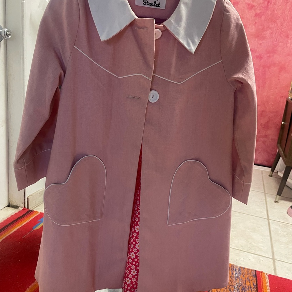Tara Starlet Pink Coat with Heart Pockets